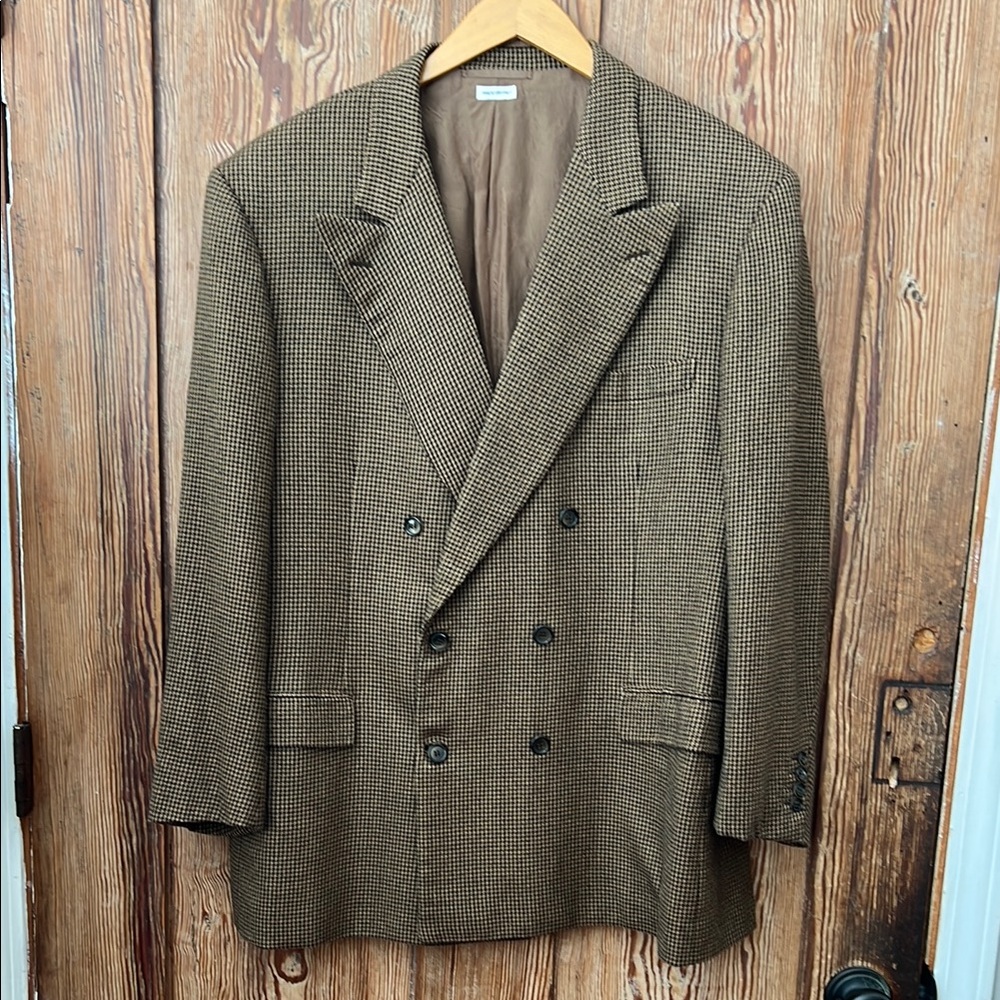 Brown Houndstooth Double-Breasted Blazer by Brioni